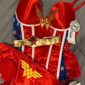 Wonderwoman Halloween Corset/short/headband NWT